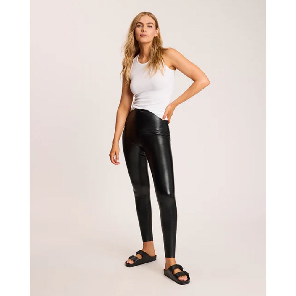 Commando Faux Leather High-Rise Full Length Black Leggings Women's Size Medium - Picture 2 of 10